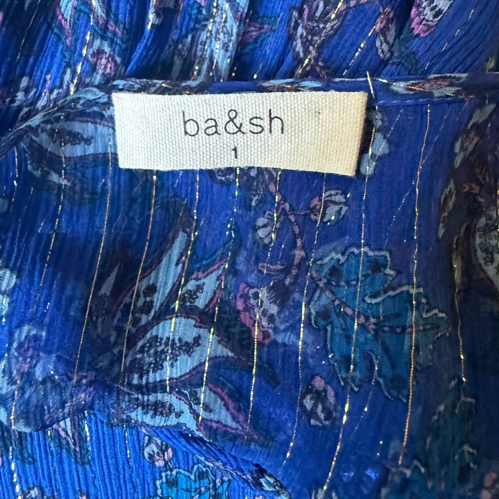 BA&SH BASH Silk Blouse Paisley Top Shirt Sheet Silk Metallic, Size 1, XS, S - Picture 10 of 10